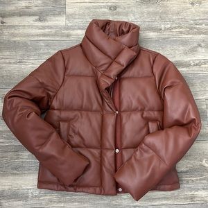 Abercrombie & Fitch Vegan Leather Mini Puffer Jacket